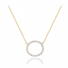 MINET Zlatý náhrdelník kroužek s bílými zirkony JMG0027WGN48