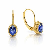 Elegantní zlaté náušnice s tanzanitem KO-236812453TA