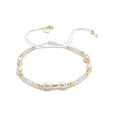 Stříbrný provázkový náramek s perlou XBA07-3