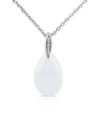 Stříbrný přívěsek s mléčně bílým kapkovitým kamenem JOY´s JOY-P4