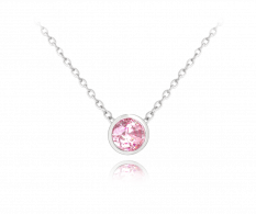 Decentní stříbrný náhrdelník MINET s růžovým zirkonem JMAS0096PN45