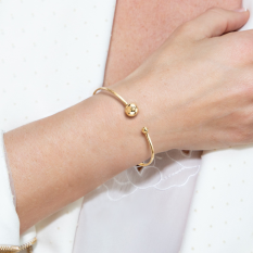 MINET Pevný zlatý náramek s kuličkou JMG0048WGB19