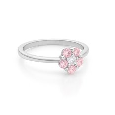 MINET Dětský stříbrný prsten KYTIČKA s růžovými zirkony JMAD0037PR48