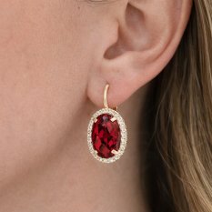 Zlaté náušnice s rubínem EA001225