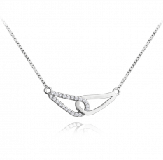 MINET Propletený stříbrný náhrdelník s bílými zirkony JMAN0351SN45