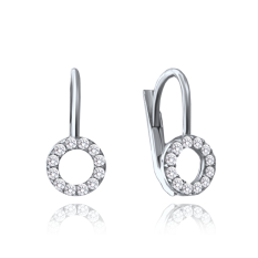 MINET Zlaté náušnice z bílého zlata kroužky s bílými zirkony JMG0027WSE00