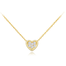 MINET Zlatý náhrdelník srdce s bílými zirkony JMG0313WGN46