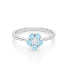 MINET Dětský stříbrný prsten KYTIČKA se světle modrými zirkony JMAD0037AR48