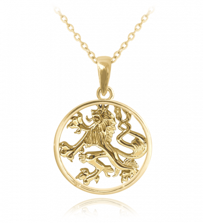 Pozlacený stříbrný náhrdelník MINET ČESKÝ LEV JMAN0036GN50