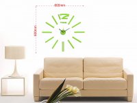 Nalepovací nástěnné hodiny v zelené barvě s luminiscenční úpravou E01.3515