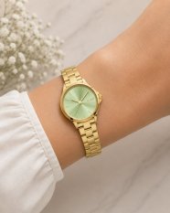 MINET Zlato-zelené dámské hodinky CÉLINE s ocelovým řemínkem MWL5603