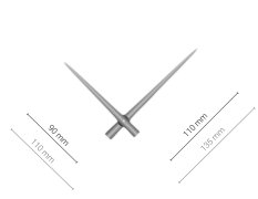 Stříbrné hliníkové ručičky na hodiny 110 mm | 90 mm APH050S