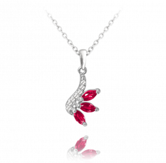 MINET Luxusní rozkvetlý stříbrný náhrdelník FLOWERS s červenými zirkony JMAS5027DN45
