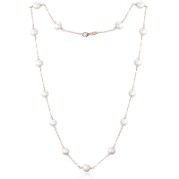 MINET Rose gold stříbrný náhrdelník s přírodními perlami JMAS7050RN50