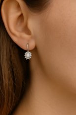 Dámské náušnice z bílého zlata s opálem KLON-273