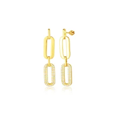 Pozlacené stříbrné náušnice se zirkony SVLE0885SH2GO00