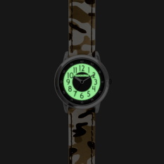 CLOCKODILE Svítící hnědé chlapecké dětské hodinky ARMY s maskáčovým vzorem CWB0035