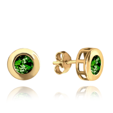 MINET Elegantní zlaté náušnice se zelenými kameny JMG0220GGE00