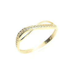 Zlatý prsten s bílými zirkony RA004984