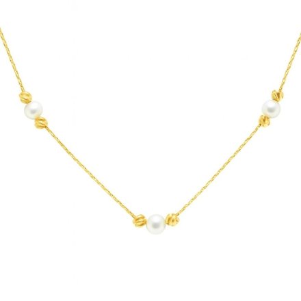 Jemný zlatý náhrdelník s perlou HELR-155