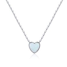 MOISS stříbrný náhrdelník OPÁL SRDCE N0000708