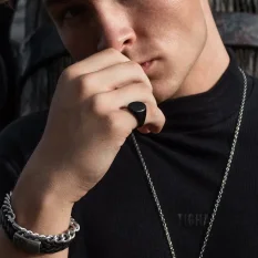 Pánský prsten AZE JEWELS Signet - Noir AZ-RG002-B-020