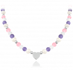 MINET Stříbrný náhrdelník s přírodními perlami a barevnými kuličkami JMAN7006PN45