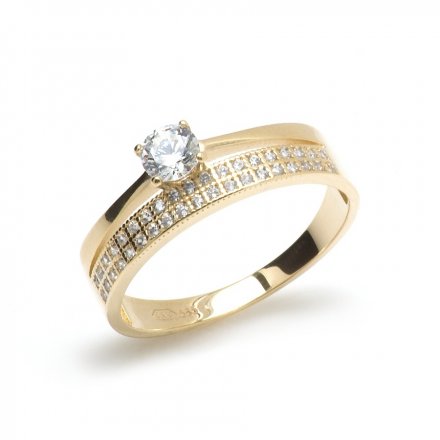 Dvojitý zlatý prsten se zirkony ZR0114XJ72-9759
