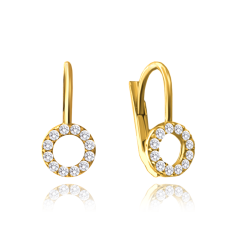 MINET Zlaté náušnice kroužky s bílými zirkony JMG0027WGE03