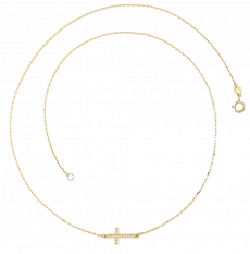 MINET Zlatý náhrdelník křížek se zirkony JMG0085WGN48