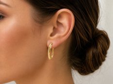 Zlaté náušnice v elegantním hladkém provedení HELN-170Z3