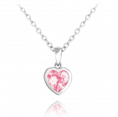 Stříbrný náhrdelník MINET SRDÍČKO s růžovým zirkonem JMAD0015PN40