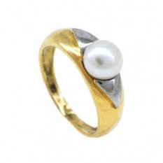 Prsten žluté zlato s perlou SAFP-365