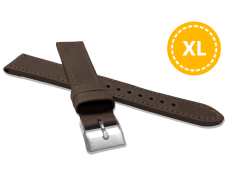 Prodloužený prošitý hnědý řemínek LAVVU SPORT z luxusní kůže 18 mm LSAXC18