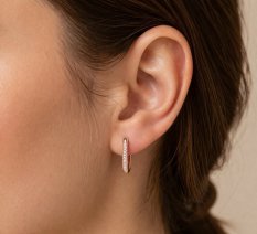 MINET Rosegold stříbrné náušnice se zirkony v italském stylu JMAS0177RE04