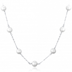 MINET Stříbrný náhrdelník s přírodními perlami JMAS7050SN50