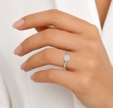 MINET Dívčí stříbrný prsten KYTIČKA s bílými zirkony JMAD0037SR54