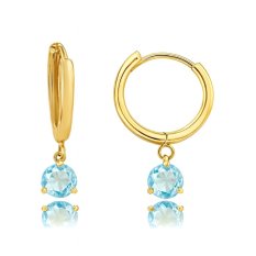 MINET Zlaté náušnice kroužky s modrým kamínkem JMG0158AGE01