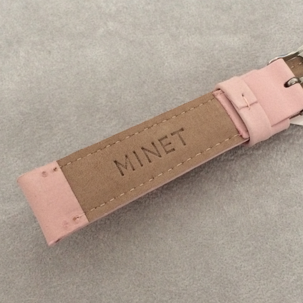 Růžový prošitý kožený řemínek MINET z jemného nubuku MSNUP18