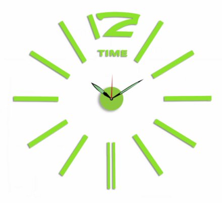 Nalepovací nástěnné hodiny v zelené barvě s luminiscenční úpravou E01.3515