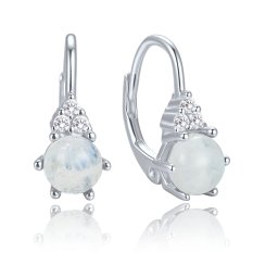 MINET Elegantní stříbrné náušnice s měsíčním kamenem a zirkony JMAS0318AE00