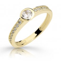 Zásnubní prsten ve žlutém zlatě se zirkony 2357-z