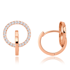 MINET Elegantní zlaté náušnice z růžového zlata s bílými zirkony JMG0027WRE02