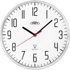 Designové plastové hodiny stříbrné / bílé PRIM Radio Mavis E01P.4452.7100