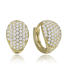 MINET Pozlacené stříbrné náušnice kapky s bílými zirkony JMAN0565XE01