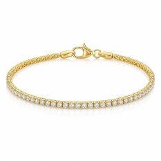 MINET Elegantní tenisový zlatý náramek s bílými zirkony JMG0375WGB16