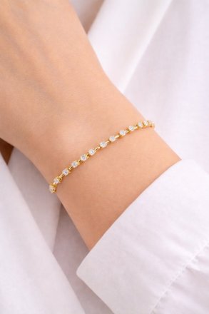 MINET Elegantní zlatý náramek se zirkony JMG0288WGB16 MINET Elegantní zlatý náramek se zirkony JMG0288WGB16