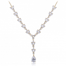 MINET Luxusní pozlacený stříbrný náhrdelník se zirkony JMAS0213GN45