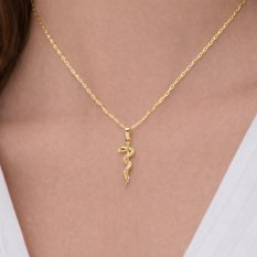 Zlatý přívěsek Aeskulap symbol lékařství a ochrany zdraví HELP-078