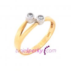 Prsten ve žlutém a bílém zlatě zdobený zirkony GEMFP-240